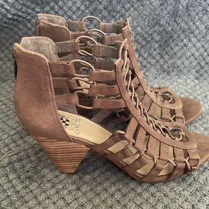 Vince Camuto open toe booties. NWT.